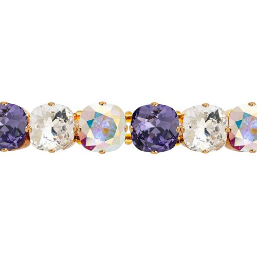 Great Crystal Bracelet, 10mm Crystals - Gold - Aurore Boreeal / Tanzanite / Crystal