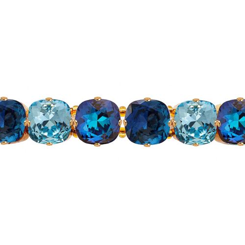 Big Crystal Bracelet, 10mm Crystals - Gold - Bermuda Blue / Aquamarine / Montana