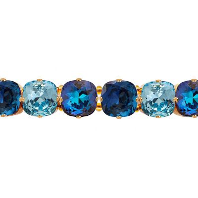 Pulsera Big Crystal, Cristales de 10 mm - Oro - Azul Bermuda / Aguamarina / Montana
