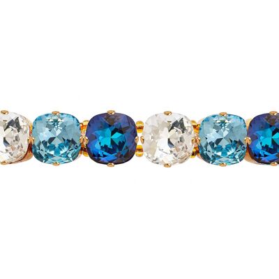 Bracciale Big Crystal, Cristalli 10mm - Argento - Blu Bermuda / Cristallo / Acquamarina