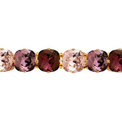 Gran pulsera de cristal, cristales de 10 mm - oro - rosa vintage / rosa antiguo / burdeos