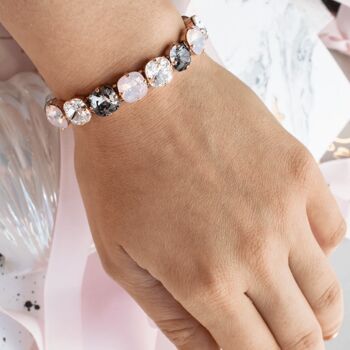 Grand bracelet en cristal, cristaux de 10 mm - Argent - Cristal / Silvernight / Light Peach 3