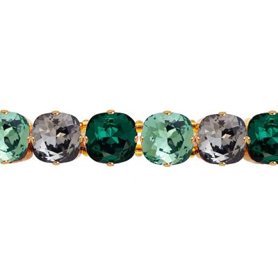 Great Crystal Bracelet, 10mm Crystals - Silver - Erinite / Silvernight / Emerald