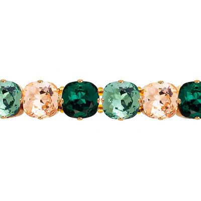Great Crystal Bracelet, 10mm Crystals - Gold - Erinite / Light Peach / Emerald