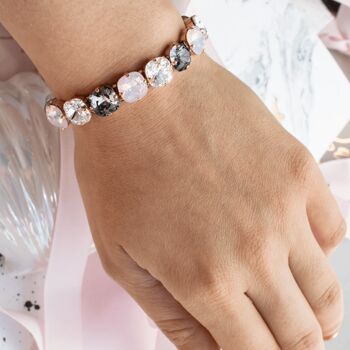 Grand bracelet en cristal, cristaux de 10 mm - Argent - Cristal / Opale blanche / Opale d'eau de rose 3
