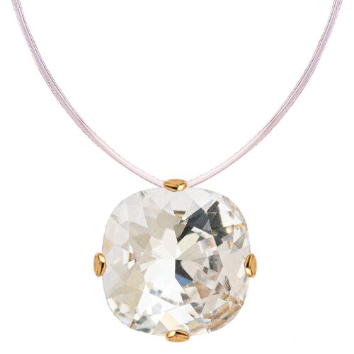 Buy wholesale Invisible necklace, 10mm square crystal - gold - crystal