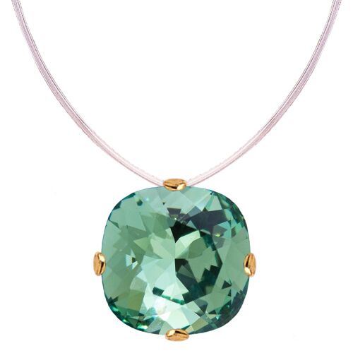 Invisible necklace, 10mm square crystal - gold - Erinite