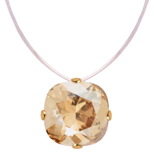 Invisible necklace, 10mm square crystal - Gold - Golden Shadow