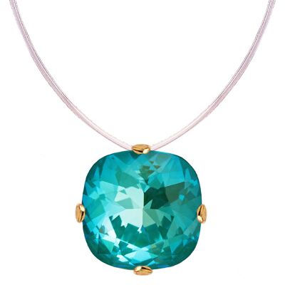 Invisible necklace, 10mm square crystal - gold - Laguna delite