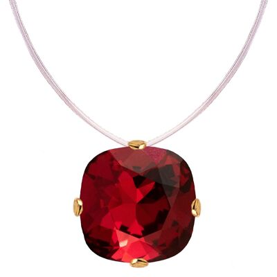 Invisible necklace, 10mm square crystal - gold - Scarlet