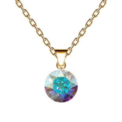 Collar circular, cristal de 8 mm con soporte (solo adorno plateado) - oro - aurore borale