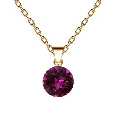 Kreiskette, 8 mm Kristall mit Halterung (nur Silberbesatz) – Gold – Amethyst