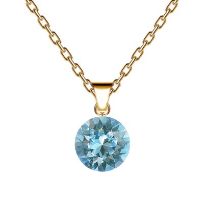 Collier cercle, cristal 8 mm avec support (garniture argentée uniquement) - or - Aigue-marine