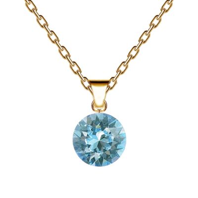 Circle necklace, 8mm crystal with holder (silver trim only) - gold - Aquamarine