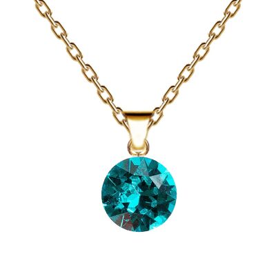 Collar circular, cristal de 8 mm con soporte (solo adorno plateado) - oro - Blue Zircon