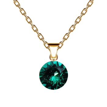 Collier cercle, cristal 8 mm avec support (garniture argentée uniquement) - or - émeraude 1