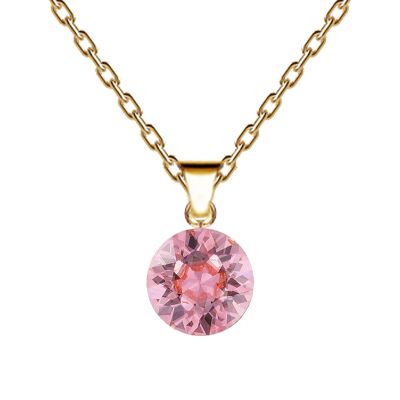 Collier cercle, cristal 8 mm avec support (garniture argentée uniquement) - or - Light Rose