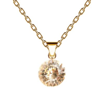 Circle necklace, 8mm crystal with holder (silver trim only) - Gold - Golden Shadow
