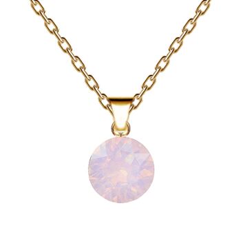 Collier cercle, cristal 8 mm avec support (garniture argentée uniquement) - or - Rose Water Opal 1