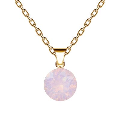 Circle necklace, 8mm crystal with holder (silver trim only) - gold - Rose Water Opal