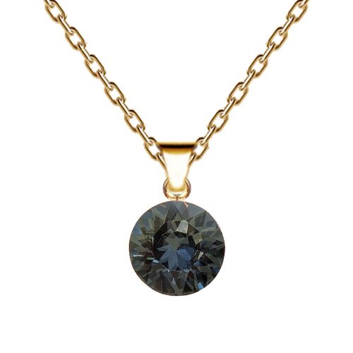 Circle necklace, 8mm crystal with holder (silver only) - gold - Black Diamond