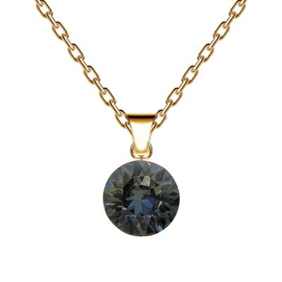 Circle necklace, 8mm crystal with holder (silver only) - gold - Black Diamond