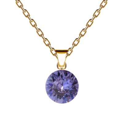 Circle necklace, 8mm crystal with holder (silver trim only) - gold - tanzanite