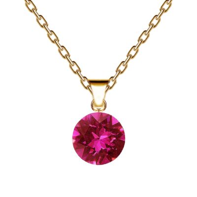 Collana a cerchio, cristallo 8mm con supporto (solo finiture argento) - argento - fucsia