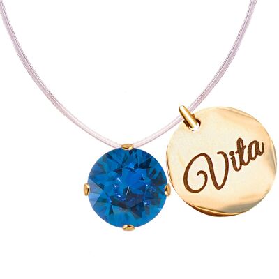 Invisible necklace with personalized word medallion - gold - Capri