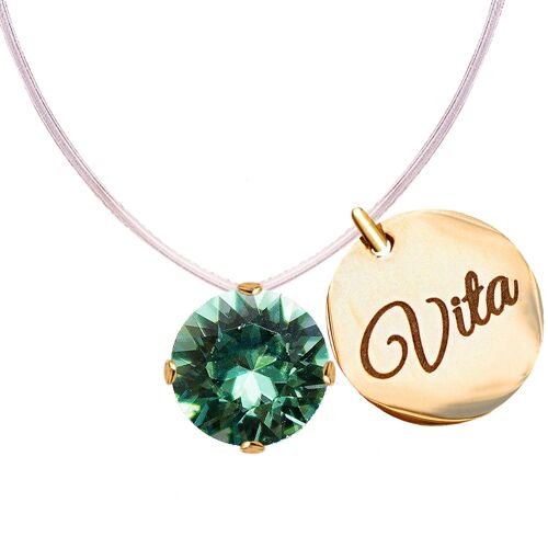 Invisible necklace with personalized word medallion - gold - Erinite