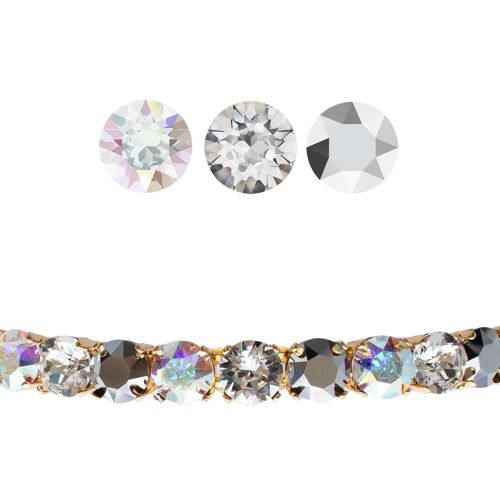 Small Crystal Bracelet, 8mm Crystals - Gold - Aurore Boreeal / Crystal / Light Chrome