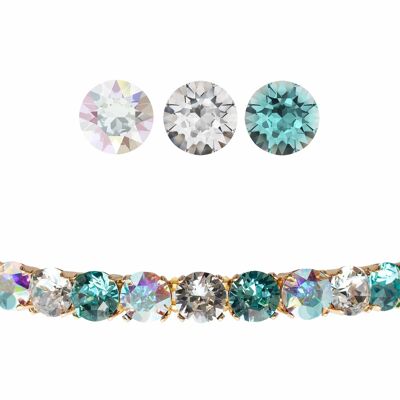 Bracelet Petit Cristal, Cristaux 8mm - Or - Aurore Borée / Cristal / Turquoise Clair