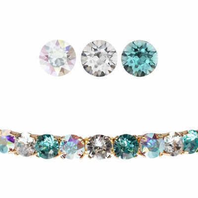 Small Crystal Bracelet, 8mm Crystals - Gold - Aurore Boreeal / Crystal / Light Turquoise