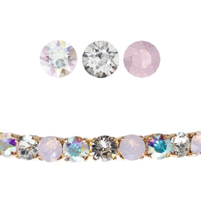 Small Crystal Bracelet, 8mm Crystals - Silver - Aurore Boreeal / Crystal / Rose Water Opal