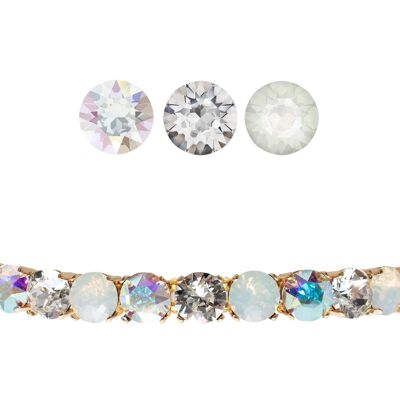 Small Crystal Bracket, 8mm Crystals - Silver - Aurore Boreeal / Crystal / White Opal