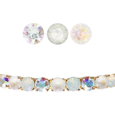 Small Crystal Bracket, 8mm Crystals - Gold - Aurore Boreeal / White Opal / Gray Delite