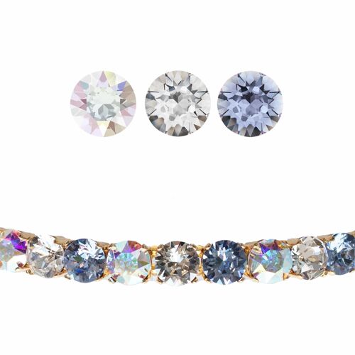 Small Crystal Bracelet, 8mm Crystals - Silver - Aurore Boreeal / Crystal / Light Saphire