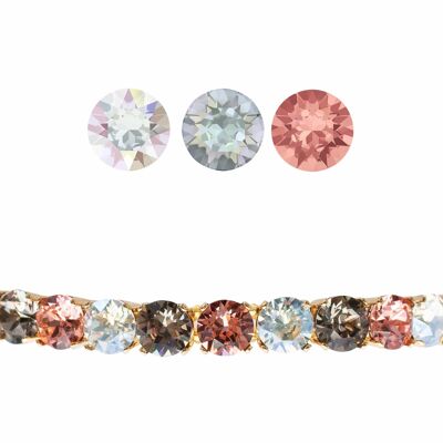 Small Crystal Bracket, 8mm Crystals - Silver - Aurore Boreeal / Moonlight / Rose Peach