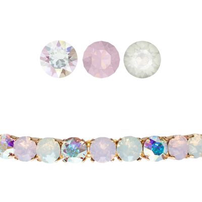 Pulsera pequeña de cristal, cristales de 8 mm - Oro - Aurora boreal / Ópalo de agua de rosas / Ópalo blanco