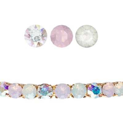 Kleines Kristallarmband, 8 mm Kristalle - Silber - Aurore Boreeal / Rose Water Opal / White Opal