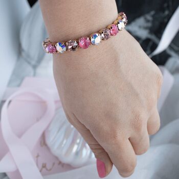 Petit bracelet en cristal, cristaux de 8 mm - Argent - Rouge foncé / Blush Rose / Bourgogne 2