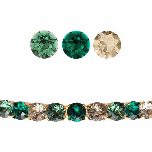 Small Crystal Bracelet, 8mm Crystals - Silver - Erinite / Emerald / Light Silk