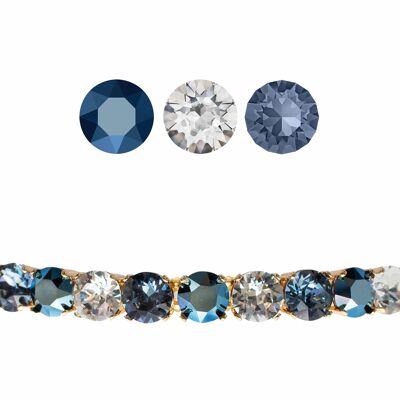 Pulsera pequeña de cristal, cristales de 8 mm - Oro - Metálico / Cristal / Azul denim