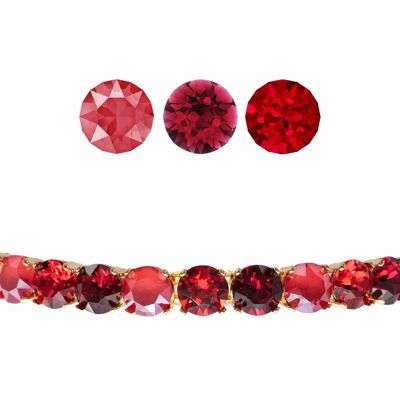 Small Crystal Bracelet, 8mm Crystals - Silver - Royal Red / Ruby / Siam