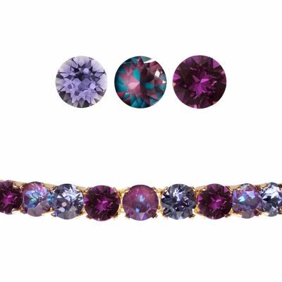 Pulsera pequeña de cristal, cristales de 8 mm - Oro - Tanzanita / Borgoña Delite / Amatista