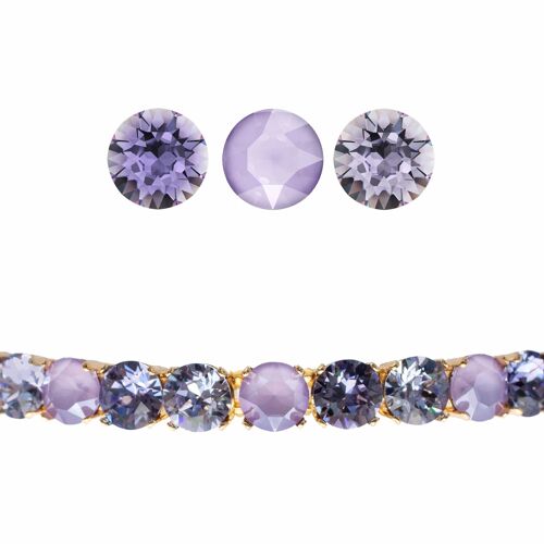 Small Crystal Bracelet, 8mm Crystals - Gold - Tanzanite / Lilac / Provence Lavender