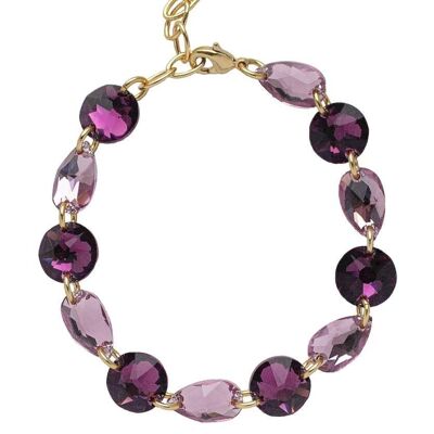 Bracelet cristal fin - or - améthyste / rose clair