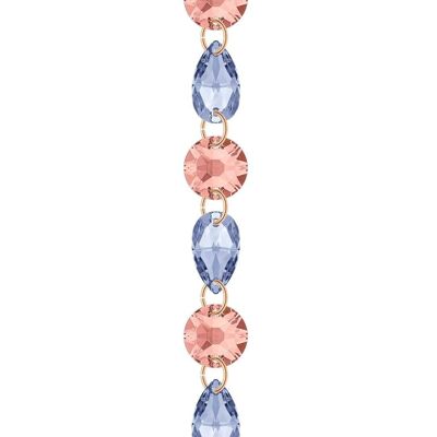 Pulsera de cristal fino - Oro - Blush Rose / Light Sapphire