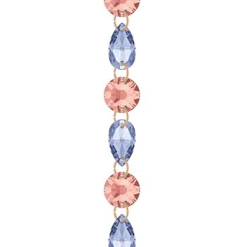 Bracelet cristal fin - argent - rose blush / saphir clair 1
