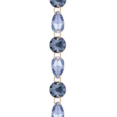 Pulsera de cristal fino - oro - Azul Denim / Zafiro Claro